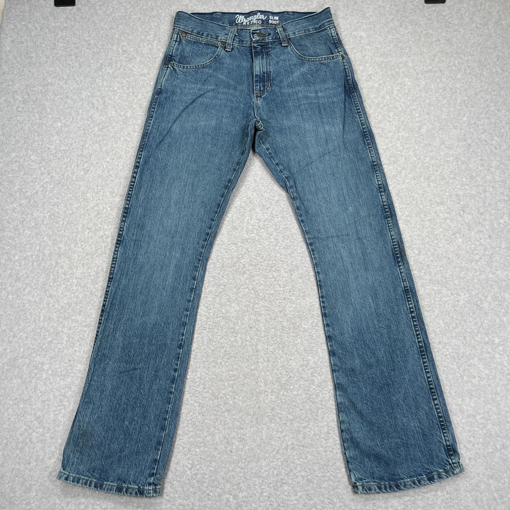 Wrangler Retro Slim Boot Jeans Mens 29x32 Blue Western Cowboy Workwear Denim